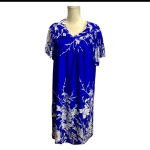 Blue and White Short Sleeve Sun Dress